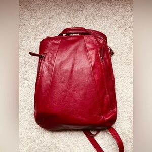 Levenger Red Leather computer Backpack